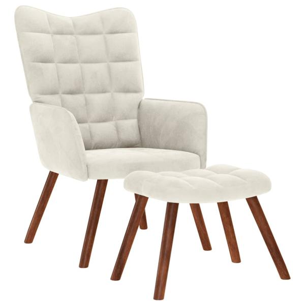ARDEBO.de - Relaxsessel mit Hocker Creme Samt