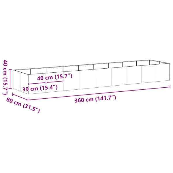 Pflanzgefäß Olivgrün 360x80x40 cm Stahl