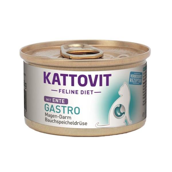 ARDEBO.de Kattovit Dose Feline Diet Gastro Ente Magen-Darm/Bauchspeicheldrüse (i-Rezeptur) 85g