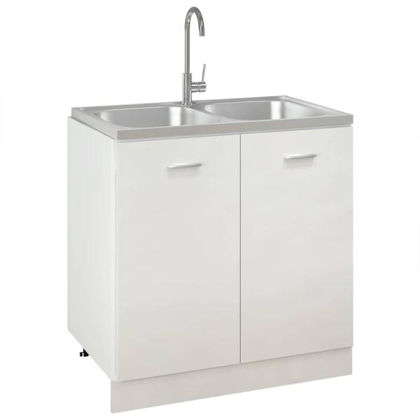 Doppelspüle Silbern 800x500x155 mm Edelstahl