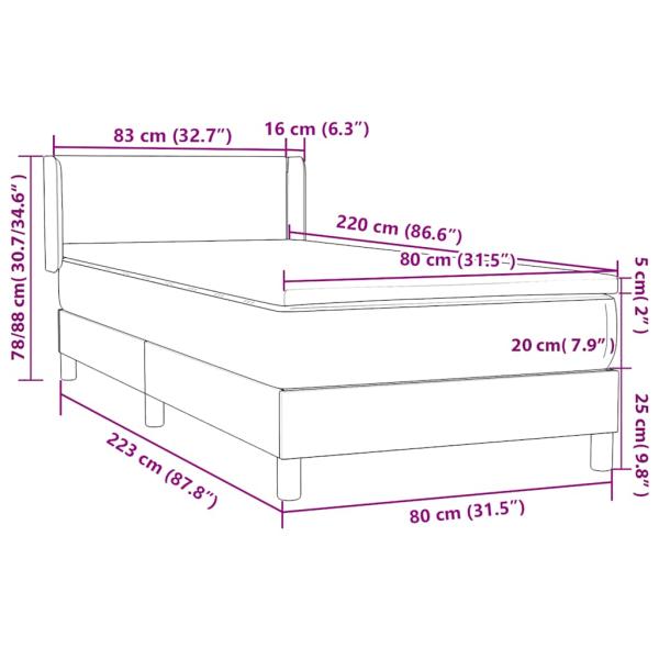 Boxspringbett mit Matratze Schwarz 80x220 cm Samt