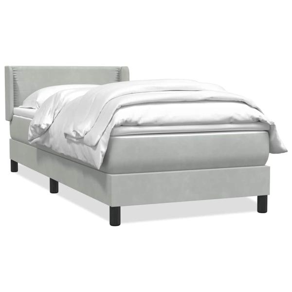 Boxspringbett mit Matratze Hellgrau 80x220 cm Samt