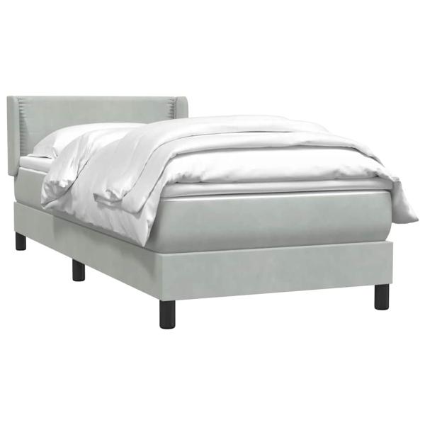 Boxspringbett mit Matratze Hellgrau 80x220 cm Samt
