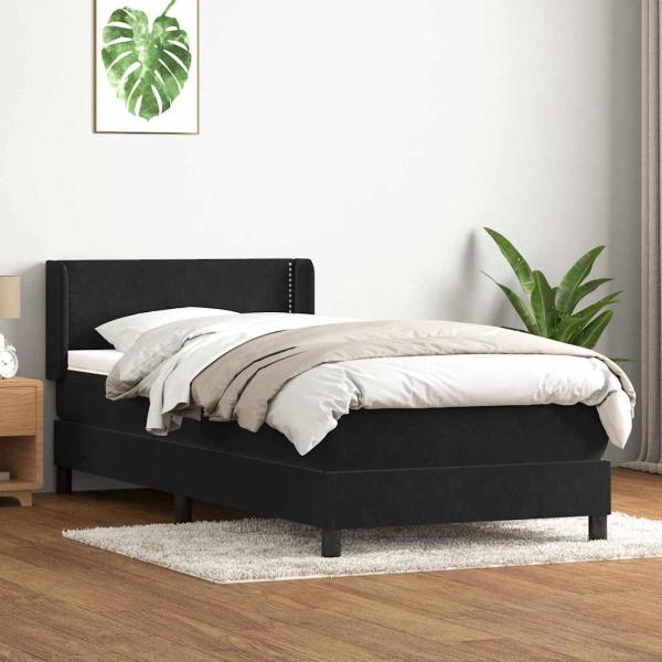 ARDEBO.de - Boxspringbett mit Matratze Schwarz 80x220 cm Samt