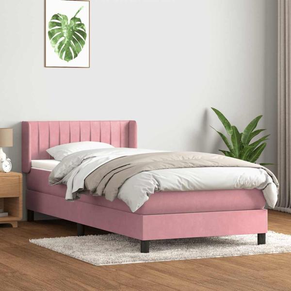 ARDEBO.de - Boxspringbett mit Matratze Rosa 80x220 cm Samt