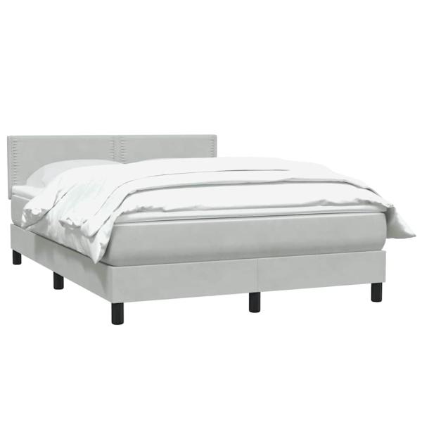 Boxspringbett mit Matratze Hellgrau 140x210 cm Samt