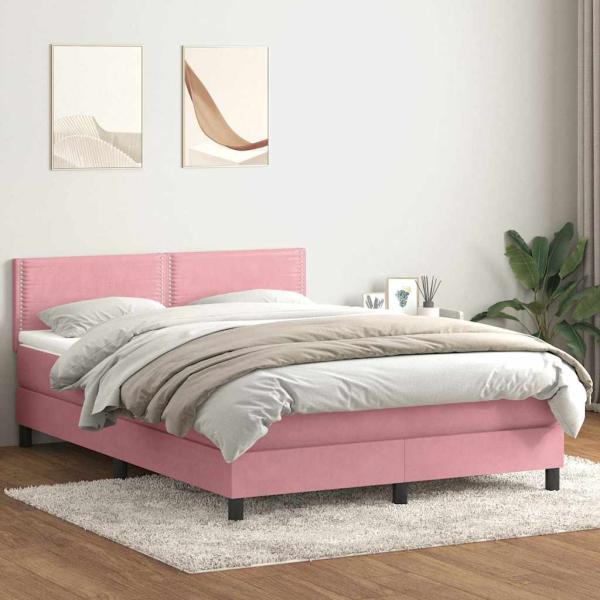 ARDEBO.de - Boxspringbett mit Matratze Rosa 160x210 cm Samt