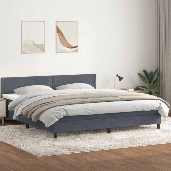 ARDEBO.de - Boxspringbett mit Matratze Dunkelgrau 180x210 cm Samt