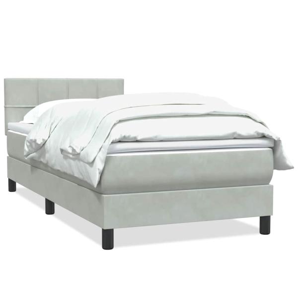 Boxspringbett mit Matratze Hellgrau 90x210 cm Samt