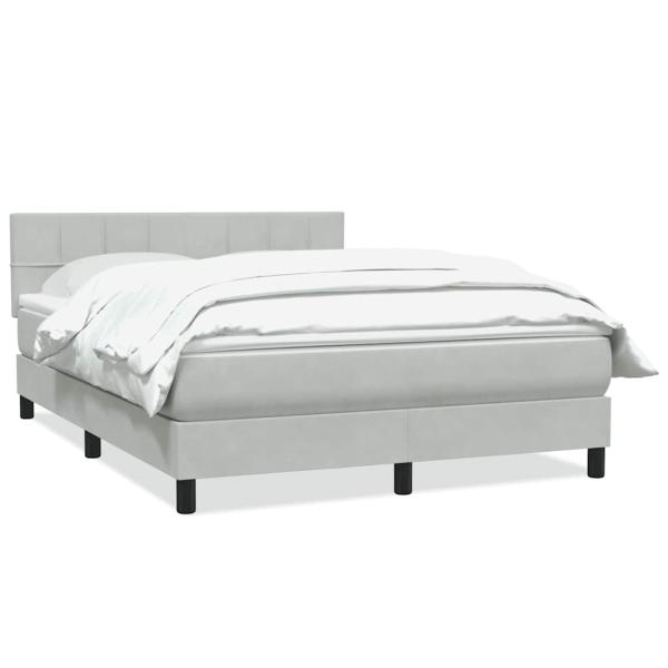 ARDEBO.de - Boxspringbett mit Matratze Hellgrau 160x210 cm Samt