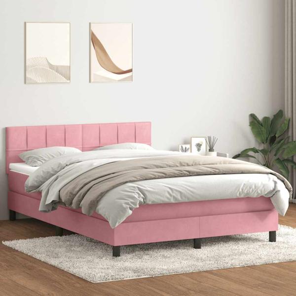ARDEBO.de - Boxspringbett mit Matratze Rosa 140x220 cm Samt