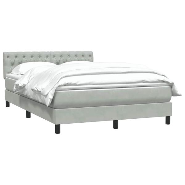 Boxspringbett mit Matratze Hellgrau 160x220 cm Samt