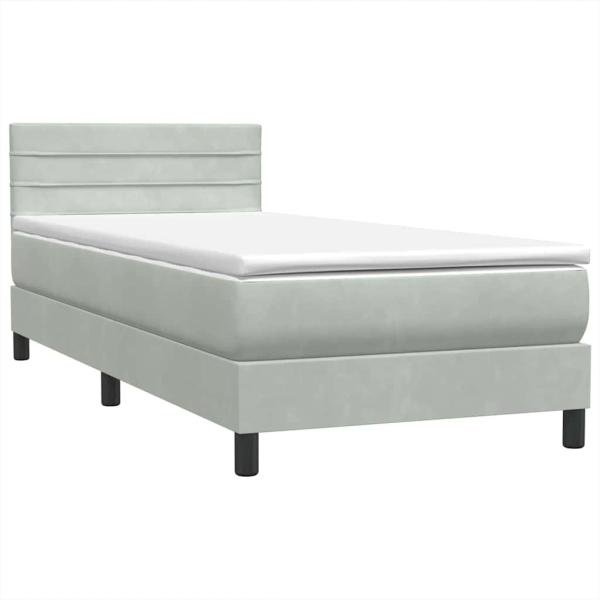 Boxspringbett mit Matratze Hellgrau 80x210 cm Samt