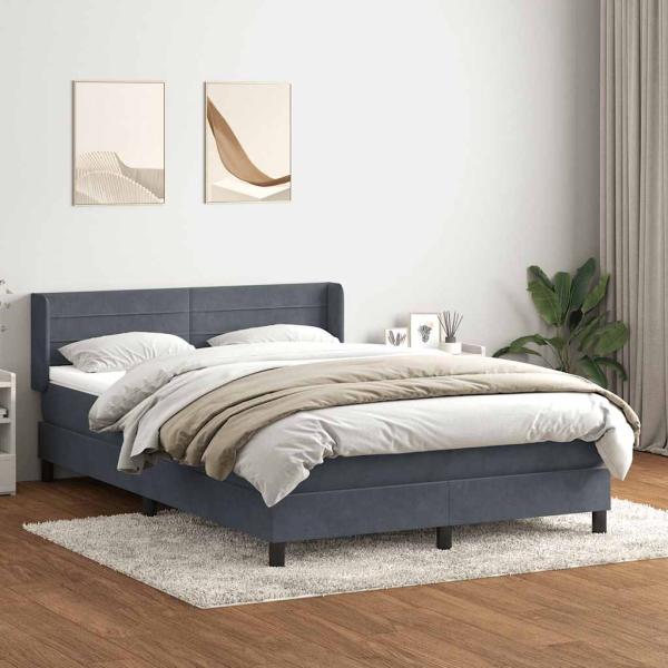 ARDEBO.de - Boxspringbett mit Matratze Dunkelgrau 140x220 cm Samt