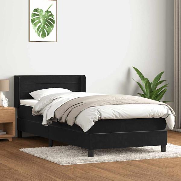 ARDEBO.de - Boxspringbett mit Matratze Schwarz 90x220 cm Samt
