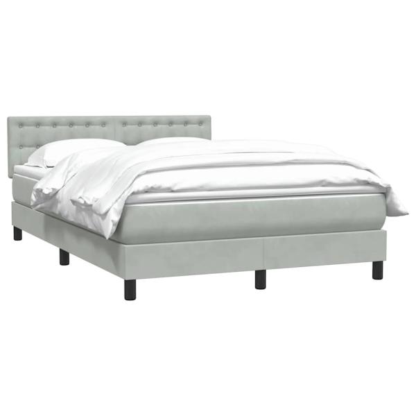 Boxspringbett mit Matratze Hellgrau 140x210 cm Samt