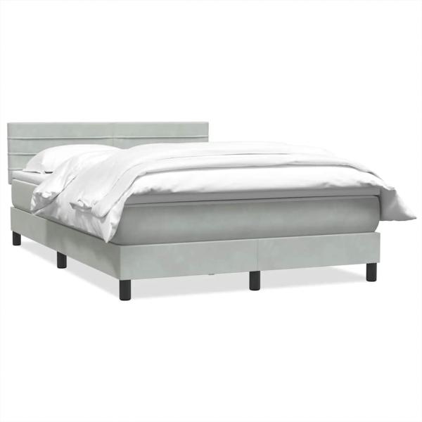 Boxspringbett mit Matratze Hellgrau 160x220 cm Samt