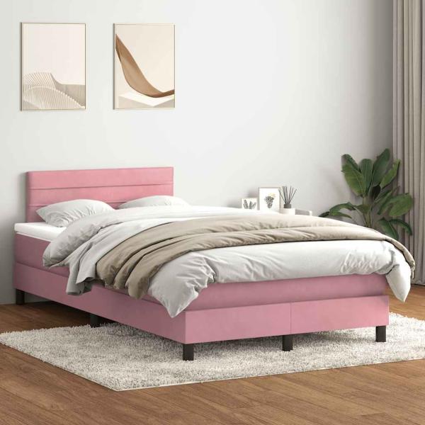 ARDEBO.de - Boxspringbett mit Matratze Rosa 120x220 cm Samt