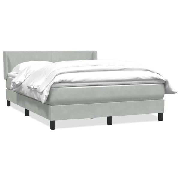 Boxspringbett mit Matratze Hellgrau 140x210 cm Samt