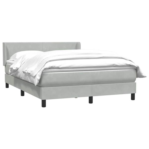 Boxspringbett mit Matratze Hellgrau 140x210 cm Samt