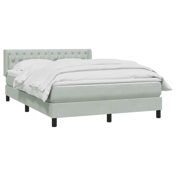 Boxspringbett mit Matratze Hellgrau 160x210 cm Samt