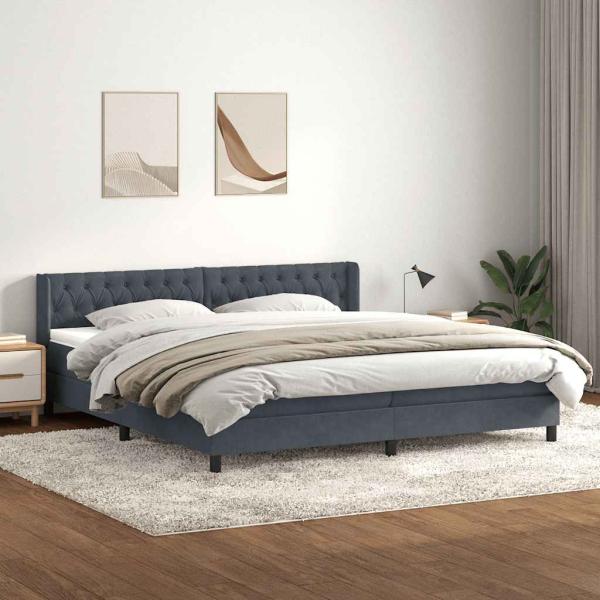 ARDEBO.de - Boxspringbett mit Matratze Dunkelgrau 180x210 cm Samt