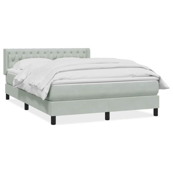 Boxspringbett mit Matratze Hellgrau 160x220 cm Samt