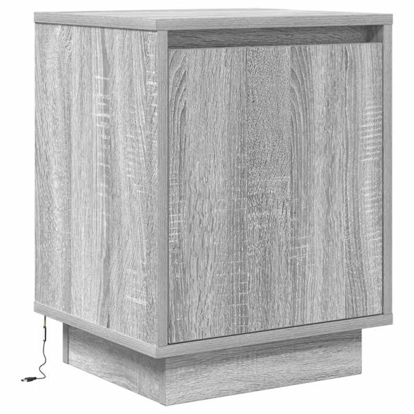 Nachttische mit LED-Leuchten 2 Stk. Grau Sonoma 38x34x50 cm