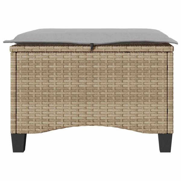 Gartenhocker mit Kissen 2 Stk. Beige 55x55x36 cm Poly Rattan