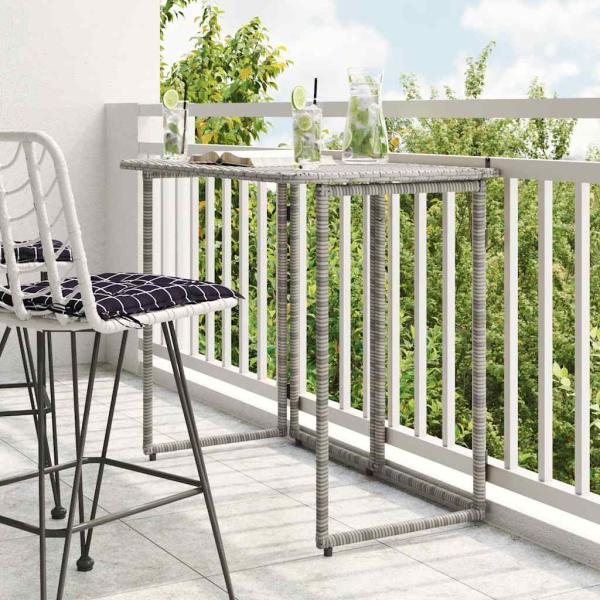 ARDEBO.de - Gartentisch Klappbar Grau 90x51x75 cm Poly Rattan