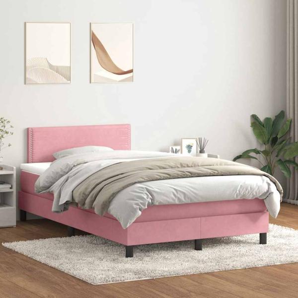 ARDEBO.de - Boxspringbett mit Matratze Rosa 120x220 cm Samt