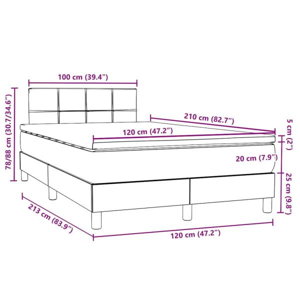 Boxspringbett mit Matratze Dunkelblau 120x210 cm Samt