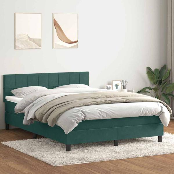 ARDEBO.de - Boxspringbett mit Matratze Dunkelgrün 160x210 cm Samt