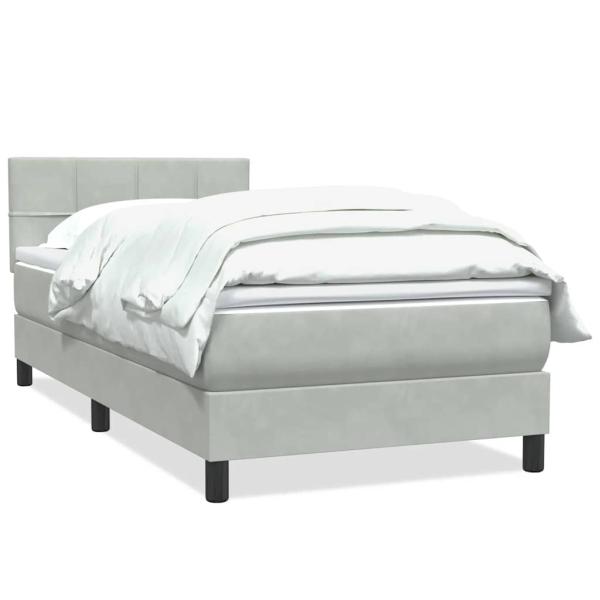 Boxspringbett mit Matratze Hellgrau 90x220 cm Samt