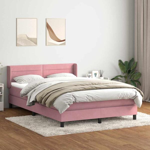 ARDEBO.de - Boxspringbett mit Matratze Rosa 140x220 cm Samt