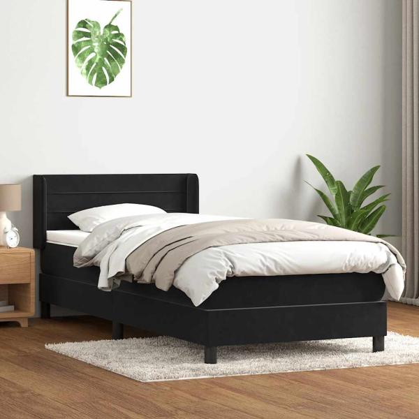 ARDEBO.de - Boxspringbett mit Matratze Schwarz 80x220 cm Samt
