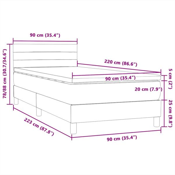 Boxspringbett mit Matratze Schwarz 90x220 cm Samt