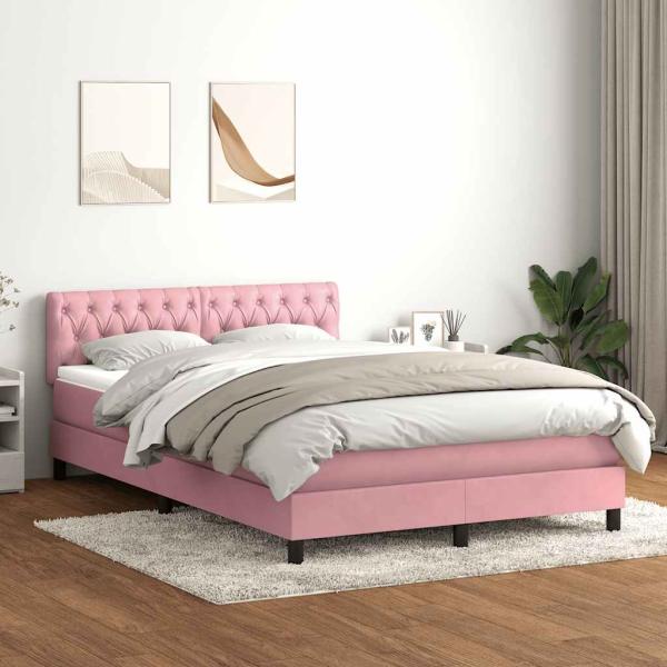 ARDEBO.de - Boxspringbett mit Matratze Rosa 160x210 cm Samt