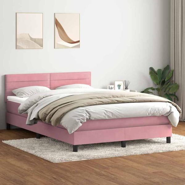ARDEBO.de - Boxspringbett mit Matratze Rosa 160x210 cm Samt