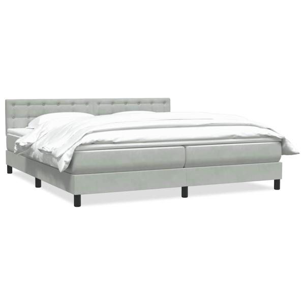 Boxspringbett mit Matratze Hellgrau 180x210 cm Samt