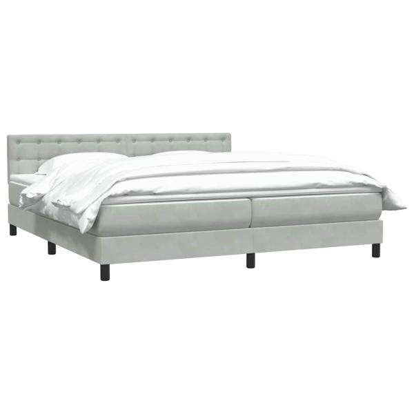 Boxspringbett mit Matratze Hellgrau 180x210 cm Samt
