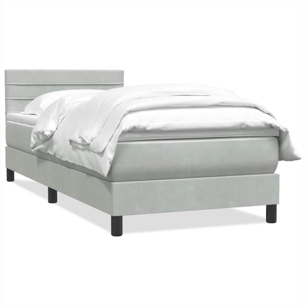 Boxspringbett mit Matratze Hellgrau 90x220 cm Samt