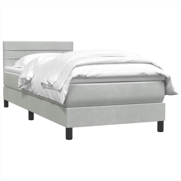 Boxspringbett mit Matratze Hellgrau 90x220 cm Samt