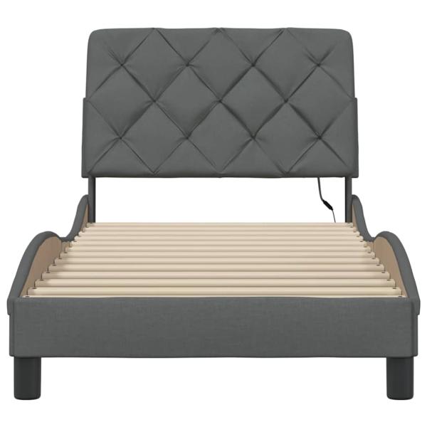 Bettgestell mit LED ohne Matratze Dunkelgrau 80x200 cm Stoff