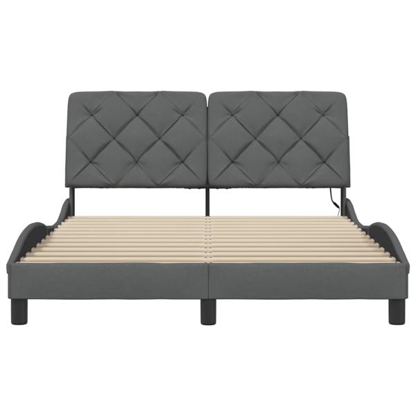 Bettgestell mit LED ohne Matratze Dunkelgrau 140x200 cm Stoff