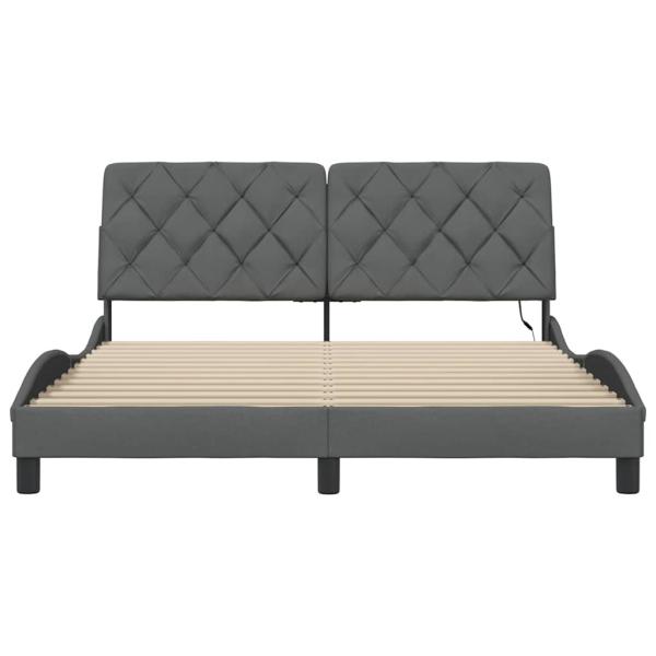 Bettgestell mit LED ohne Matratze Dunkelgrau 160x200 cm Stoff