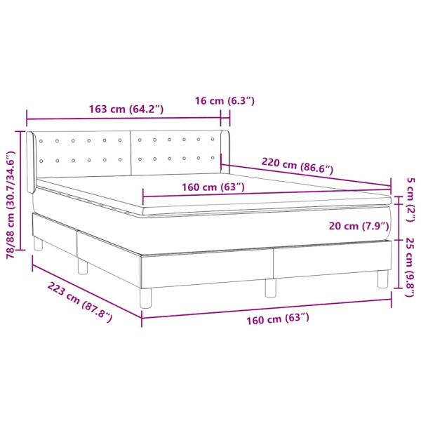 Boxspringbett mit Matratze Hellgrau 160x220 cm Samt