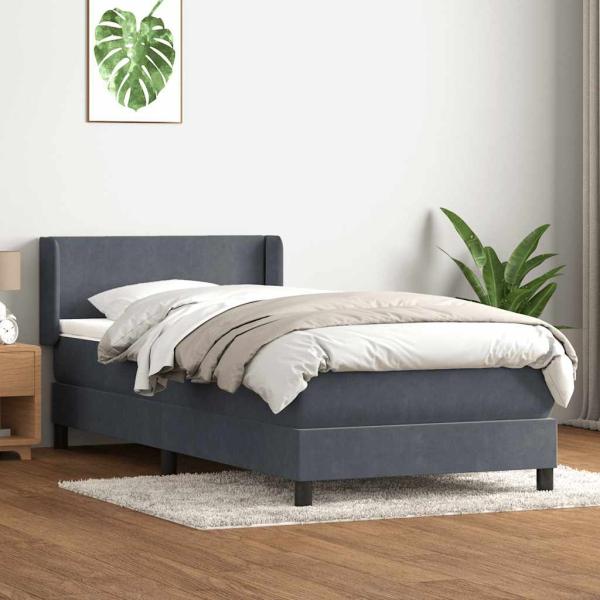 ARDEBO.de - Boxspringbett mit Matratze Dunkelgrau 80x210 cm Samt