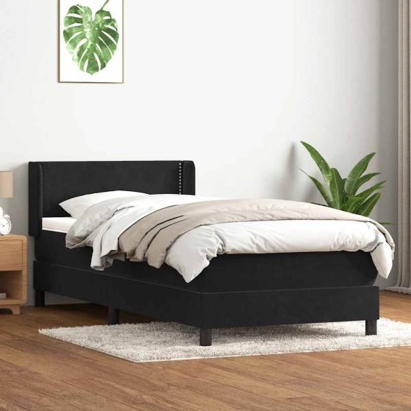 ARDEBO.de - Boxspringbett mit Matratze Schwarz 90x210 cm Samt