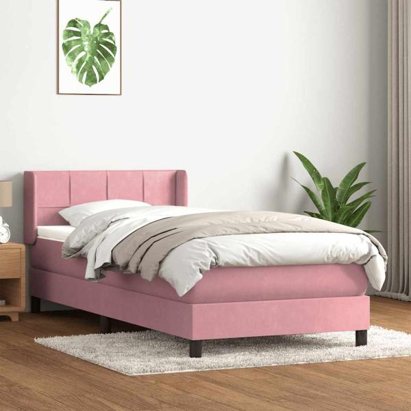 ARDEBO.de - Boxspringbett mit Matratze Rosa 90x210 cm Samt